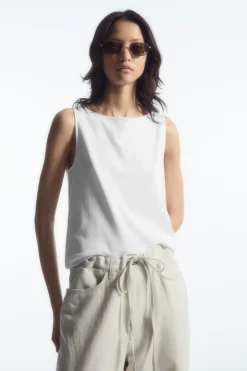 Hot COS BOAT-NECK TANK TOP WHITE