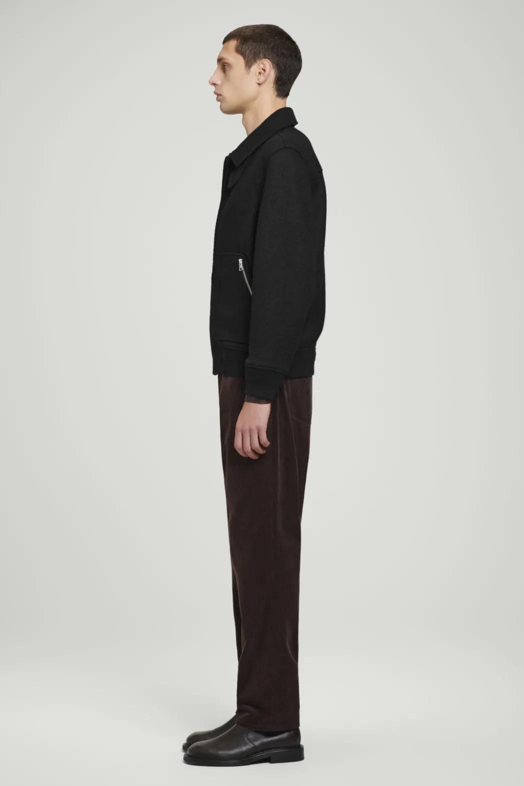 Sale COS BOILED MERINO WOOL AVIATOR JACKET BLACK