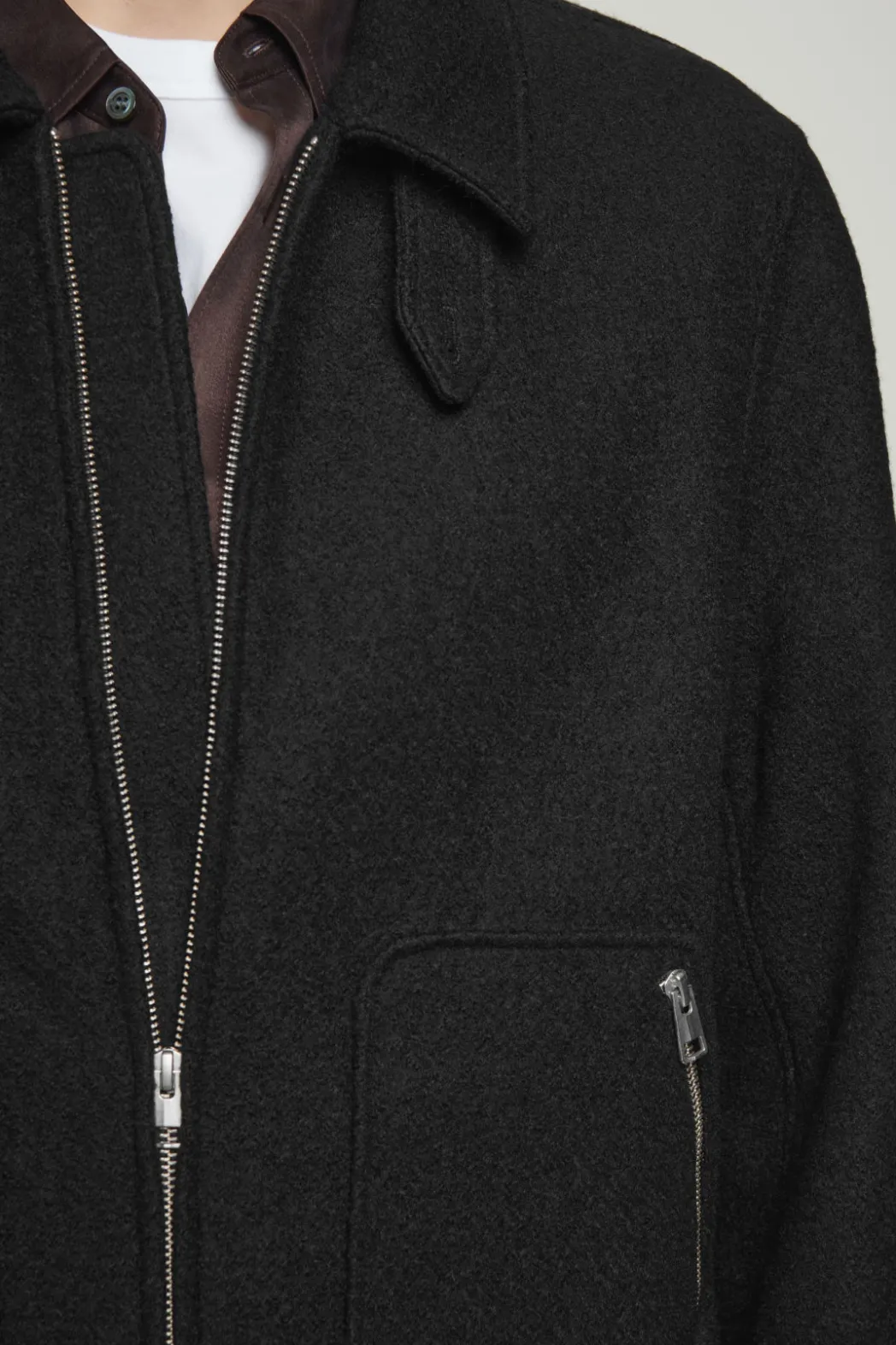 Sale COS BOILED MERINO WOOL AVIATOR JACKET BLACK