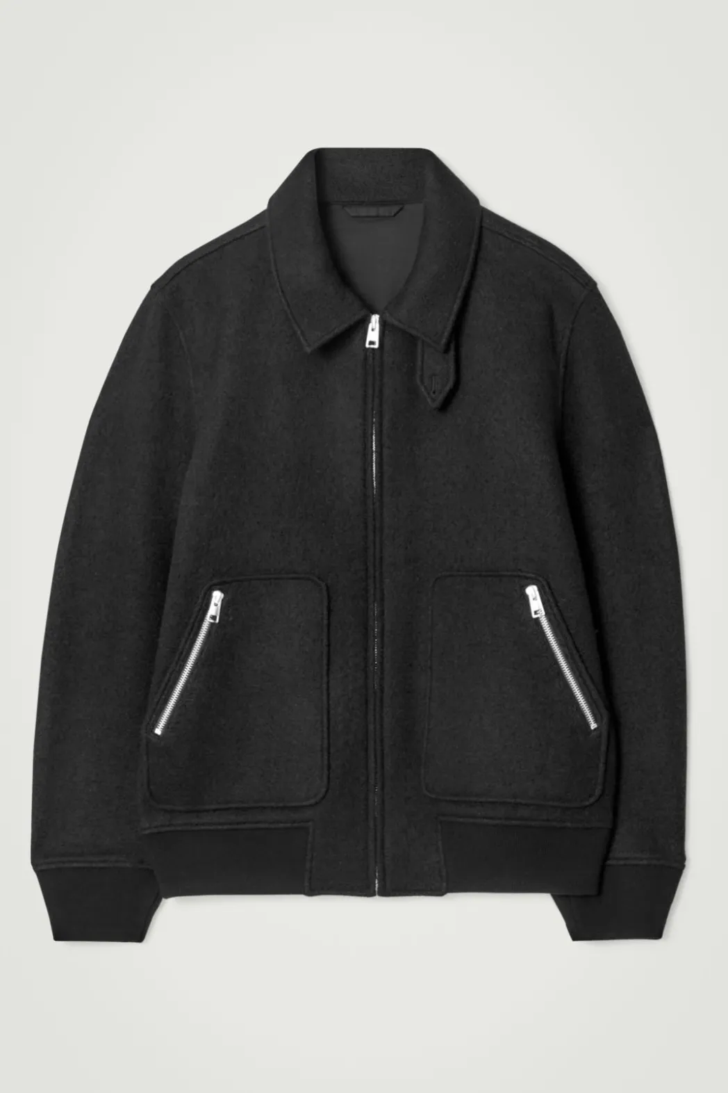 Sale COS BOILED MERINO WOOL AVIATOR JACKET BLACK