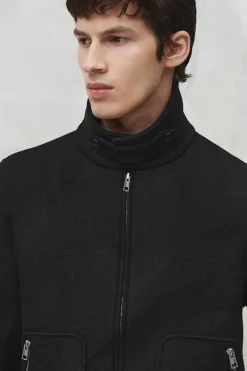 Sale COS BOILED MERINO WOOL AVIATOR JACKET BLACK