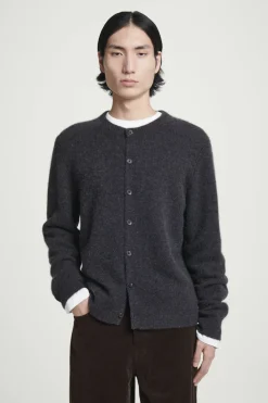 Hot COS BOILED-CASHMERE CREW-NECK CARDIGAN CHARCOAL MÉLANGE