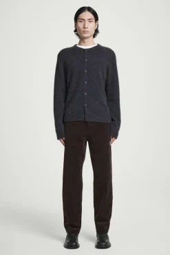 Hot COS BOILED-CASHMERE CREW-NECK CARDIGAN CHARCOAL MÉLANGE