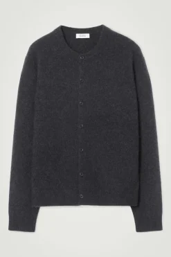 Hot COS BOILED-CASHMERE CREW-NECK CARDIGAN CHARCOAL MÉLANGE