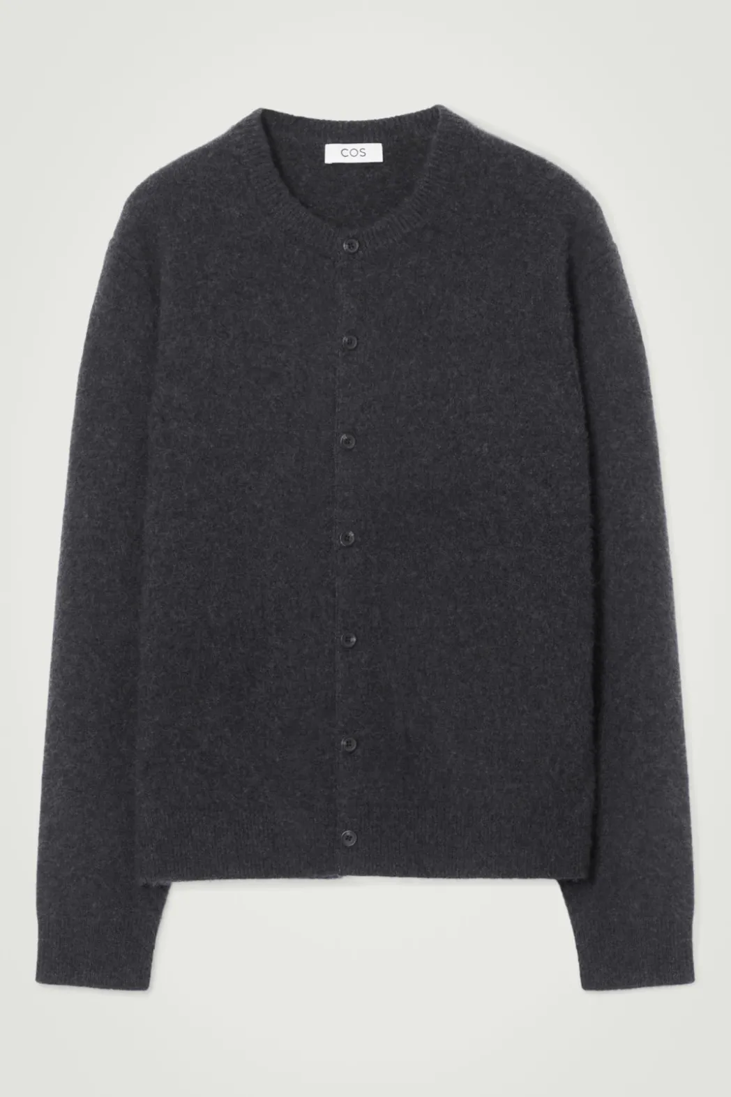 Hot COS BOILED-CASHMERE CREW-NECK CARDIGAN CHARCOAL MÉLANGE