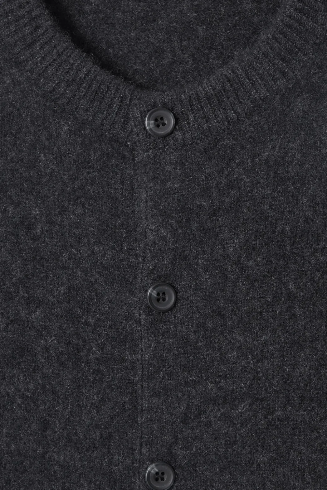 Hot COS BOILED-CASHMERE CREW-NECK CARDIGAN CHARCOAL MÉLANGE