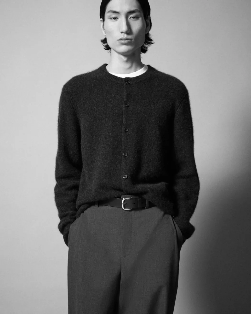 Hot COS BOILED-CASHMERE CREW-NECK CARDIGAN CHARCOAL MÉLANGE