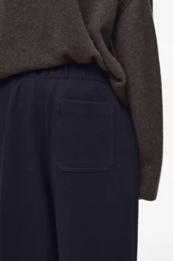 COS BOILED-WOOL BARREL-LEG PANTS NAVY