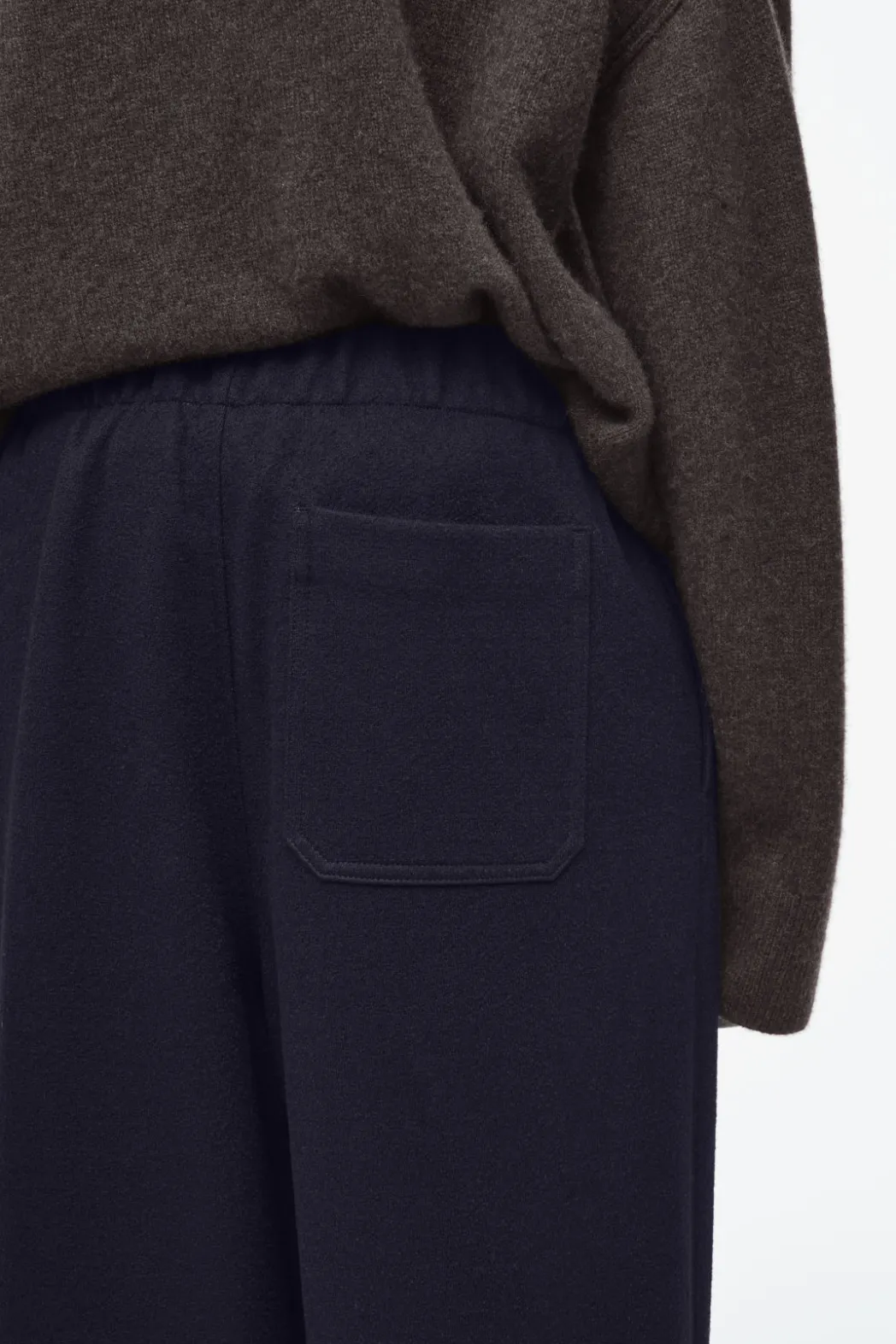 COS BOILED-WOOL BARREL-LEG PANTS NAVY