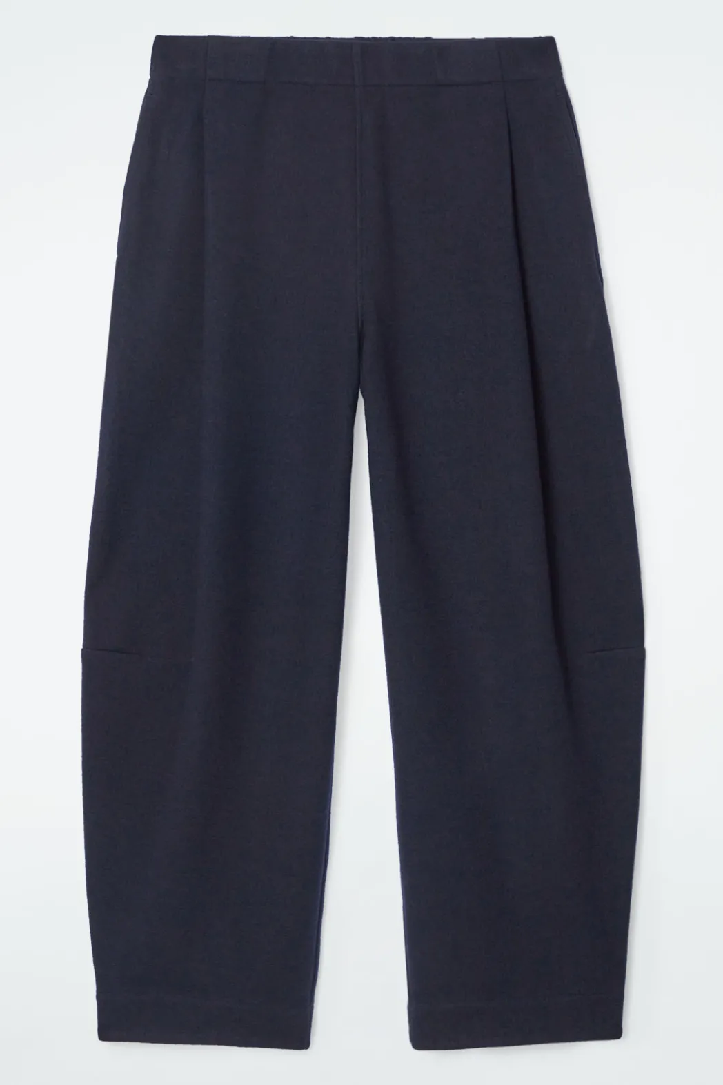 COS BOILED-WOOL BARREL-LEG PANTS NAVY