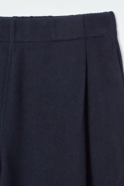 COS BOILED-WOOL BARREL-LEG PANTS NAVY