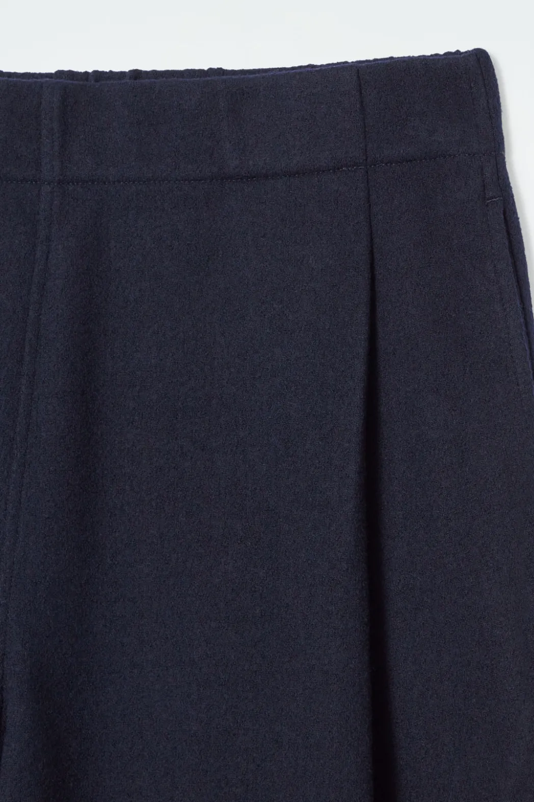 COS BOILED-WOOL BARREL-LEG PANTS NAVY
