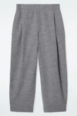 Clearance COS BOILED-WOOL BARREL-LEG PANTS GRAY MÉLANGE