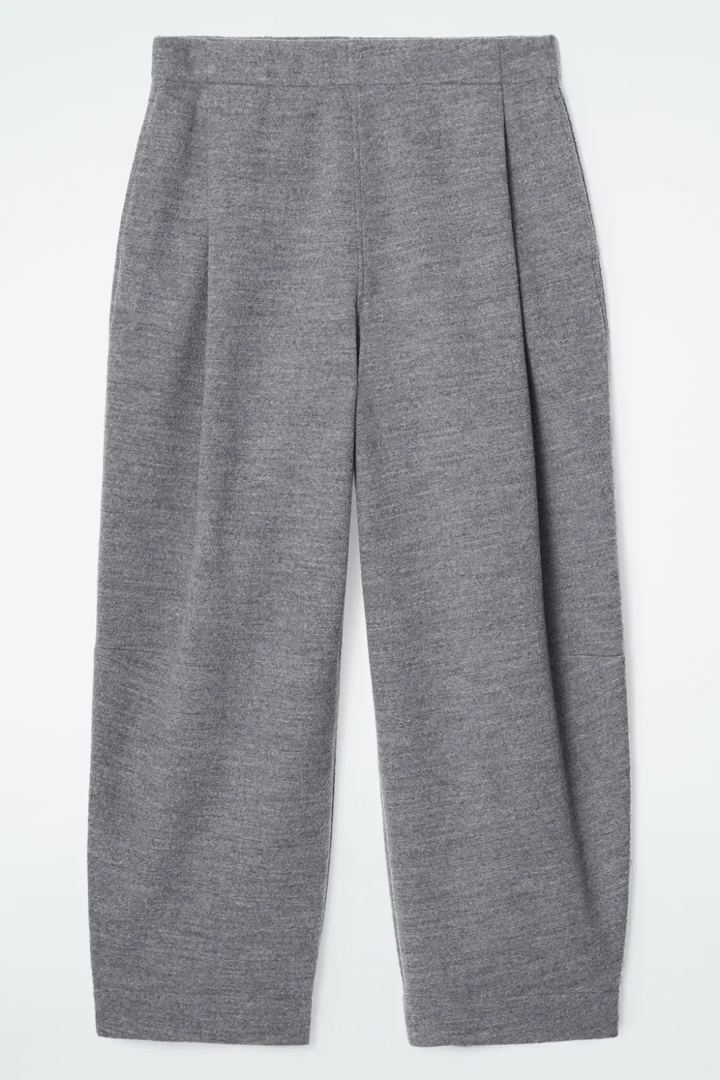 Clearance COS BOILED-WOOL BARREL-LEG PANTS GRAY MÉLANGE