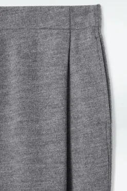 Clearance COS BOILED-WOOL BARREL-LEG PANTS GRAY MÉLANGE