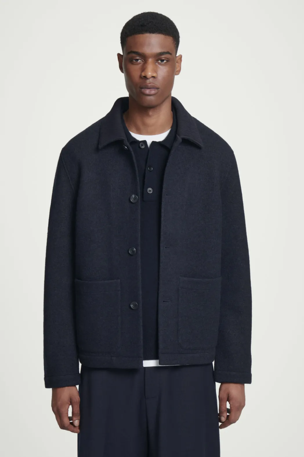 Sale COS BOILED-WOOL CHORE JACKET NAVY