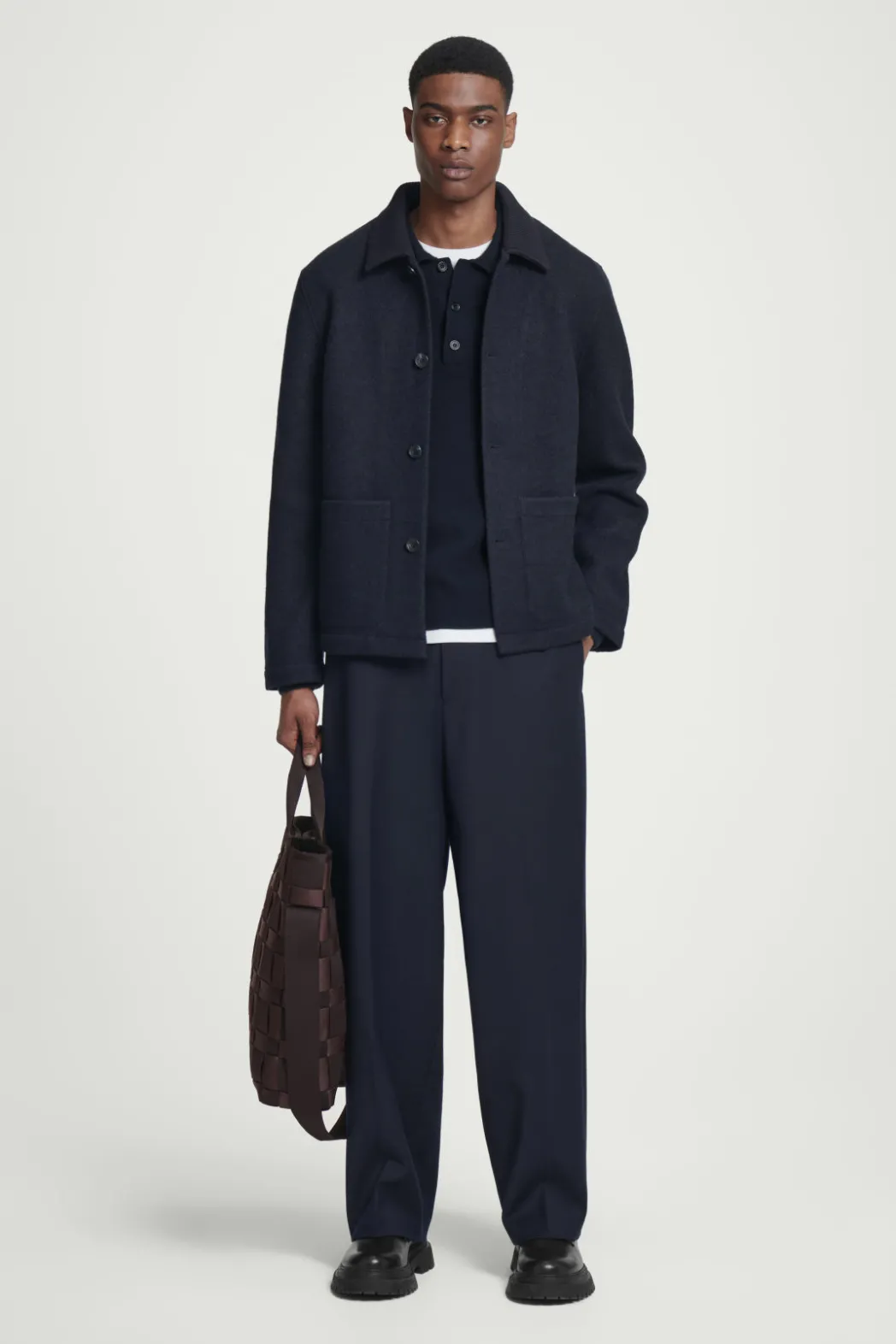 Sale COS BOILED-WOOL CHORE JACKET NAVY