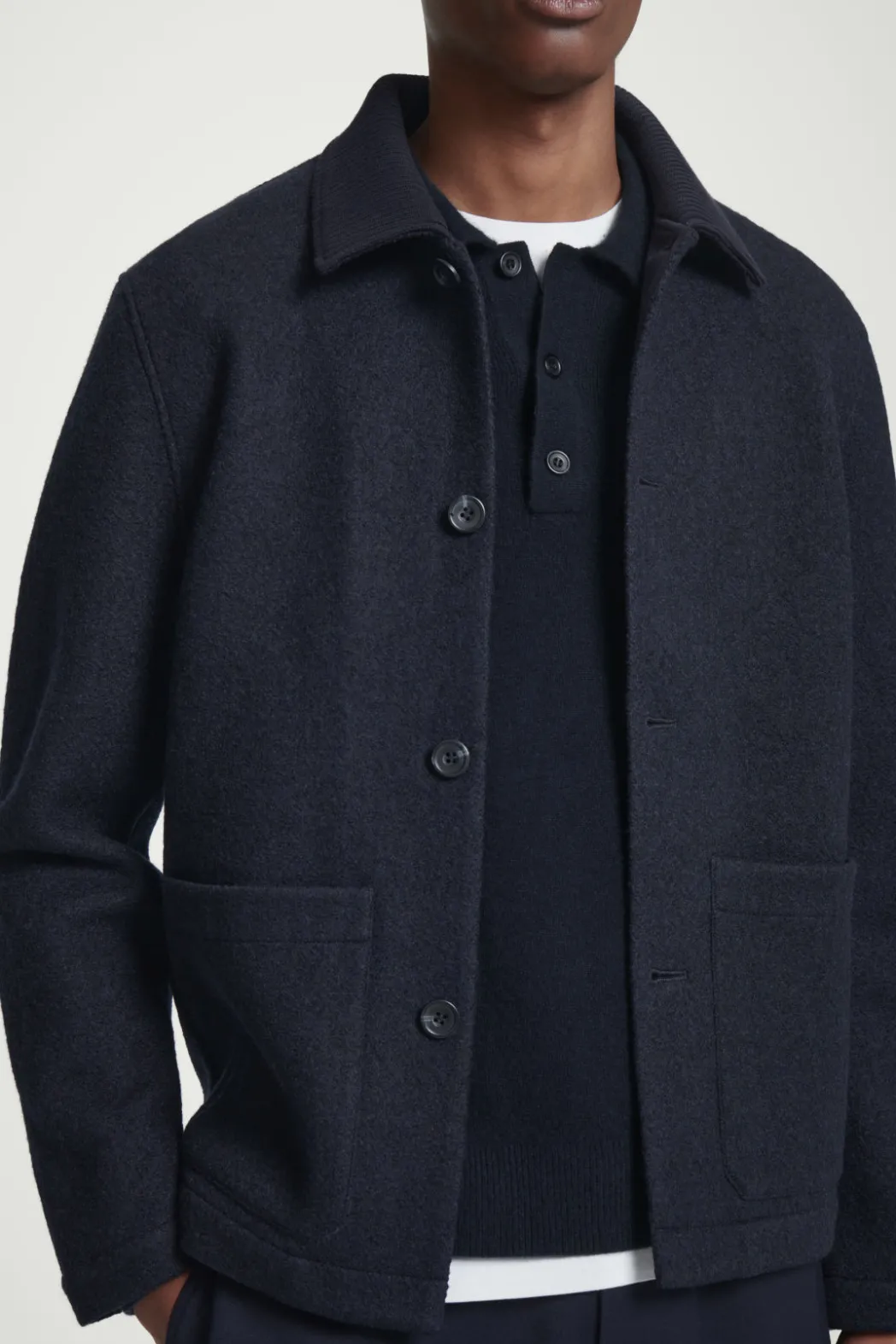 Sale COS BOILED-WOOL CHORE JACKET NAVY