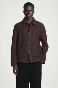 Discount COS BOILED-WOOL CHORE JACKET DARK BROWN