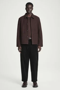 Discount COS BOILED-WOOL CHORE JACKET DARK BROWN