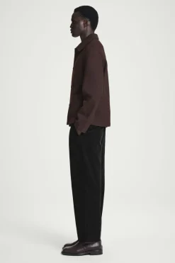 Discount COS BOILED-WOOL CHORE JACKET DARK BROWN