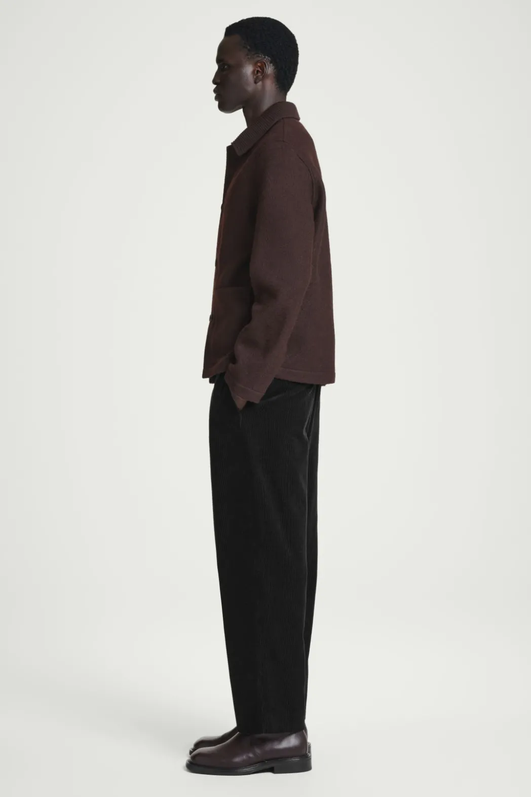 Discount COS BOILED-WOOL CHORE JACKET DARK BROWN