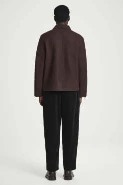 Discount COS BOILED-WOOL CHORE JACKET DARK BROWN