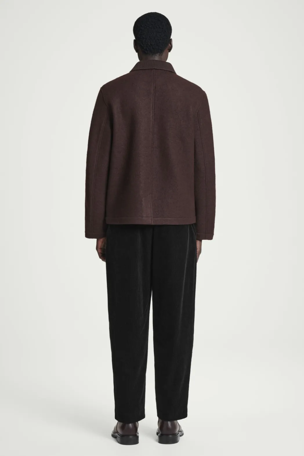 Discount COS BOILED-WOOL CHORE JACKET DARK BROWN