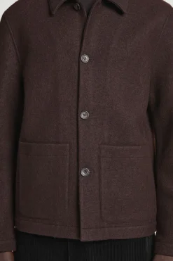 Discount COS BOILED-WOOL CHORE JACKET DARK BROWN