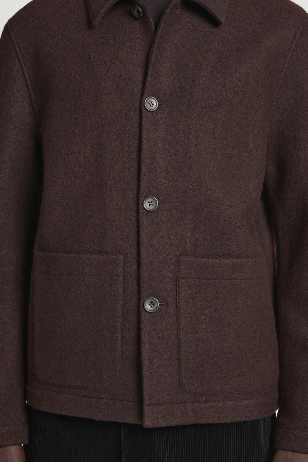 Discount COS BOILED-WOOL CHORE JACKET DARK BROWN