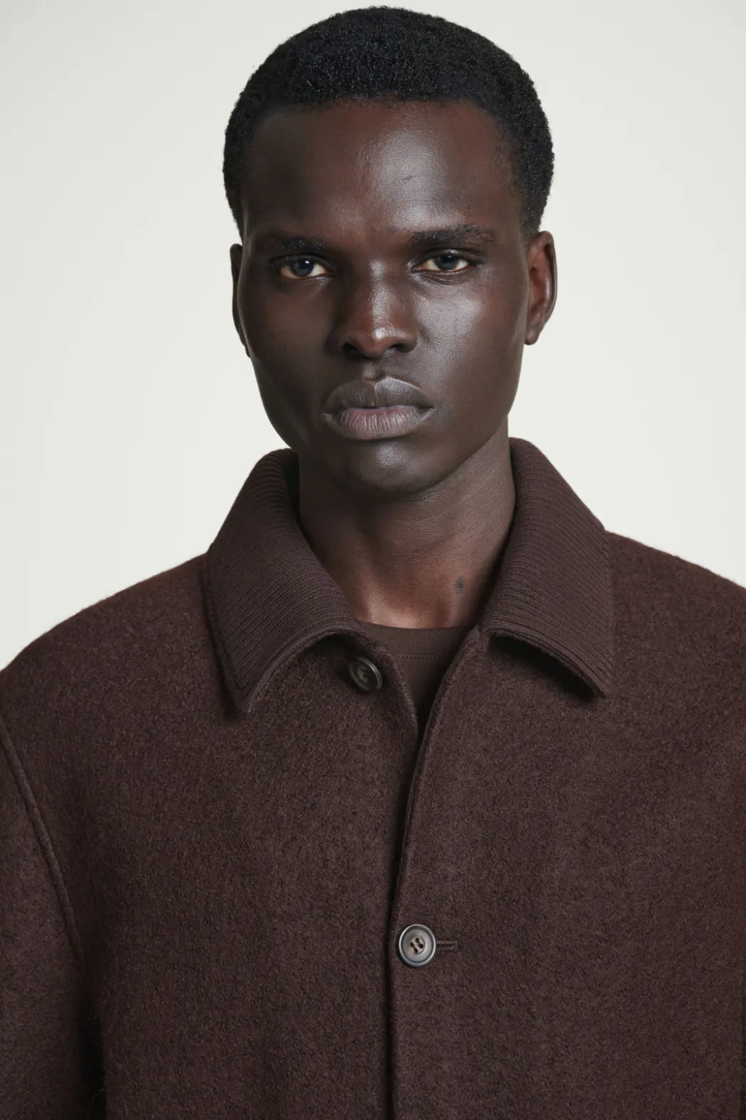 Discount COS BOILED-WOOL CHORE JACKET DARK BROWN