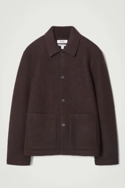 Discount COS BOILED-WOOL CHORE JACKET DARK BROWN