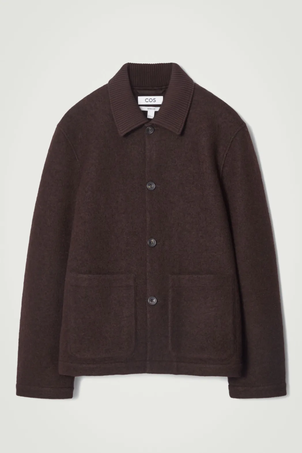 Discount COS BOILED-WOOL CHORE JACKET DARK BROWN
