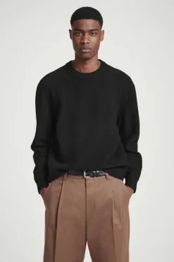 Clearance COS BOILED-WOOL CREW-NECK SWEATER BLACK
