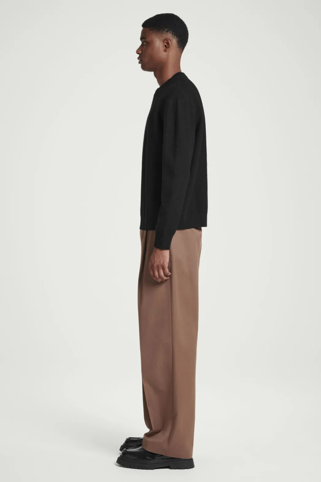 Clearance COS BOILED-WOOL CREW-NECK SWEATER BLACK