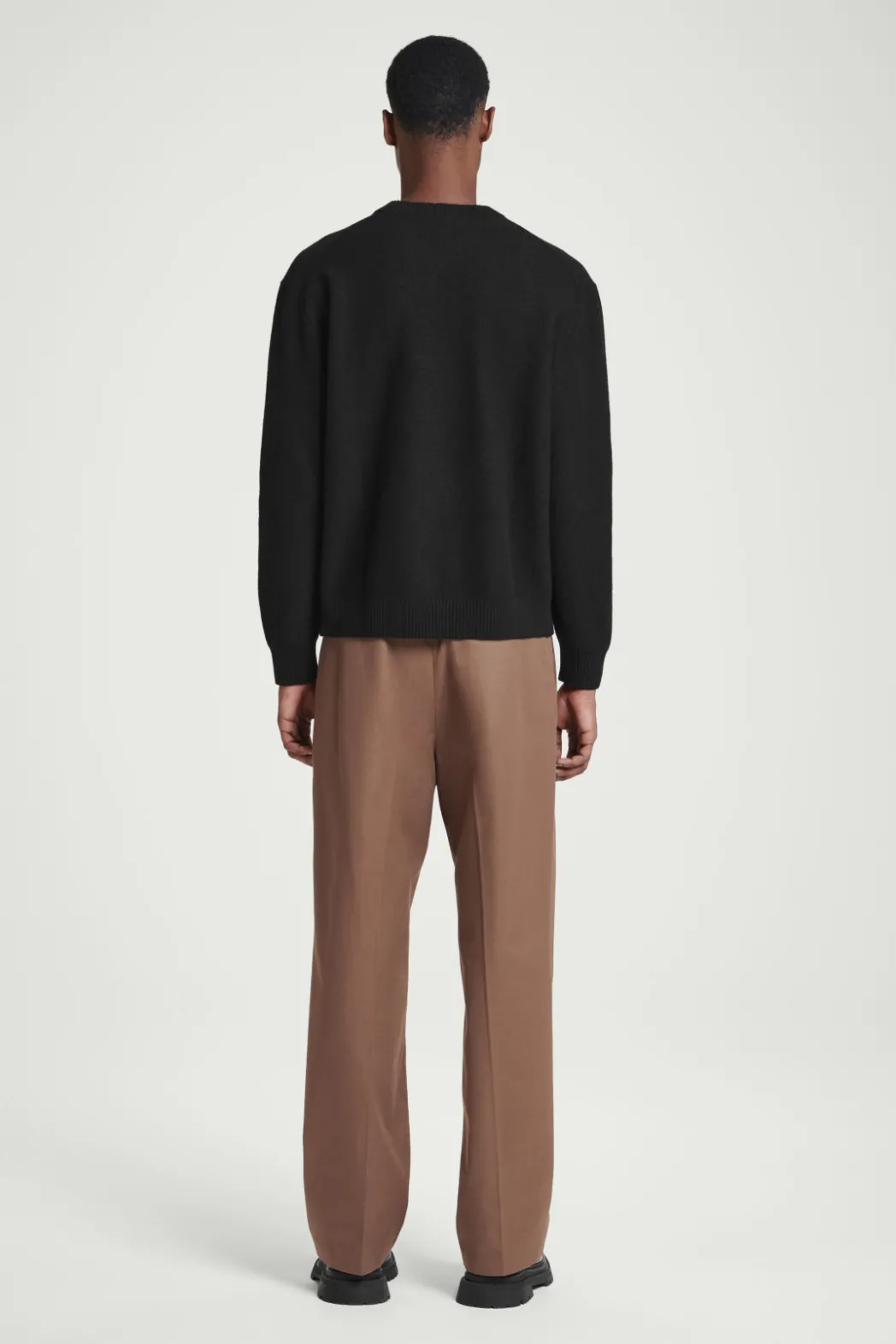 Clearance COS BOILED-WOOL CREW-NECK SWEATER BLACK