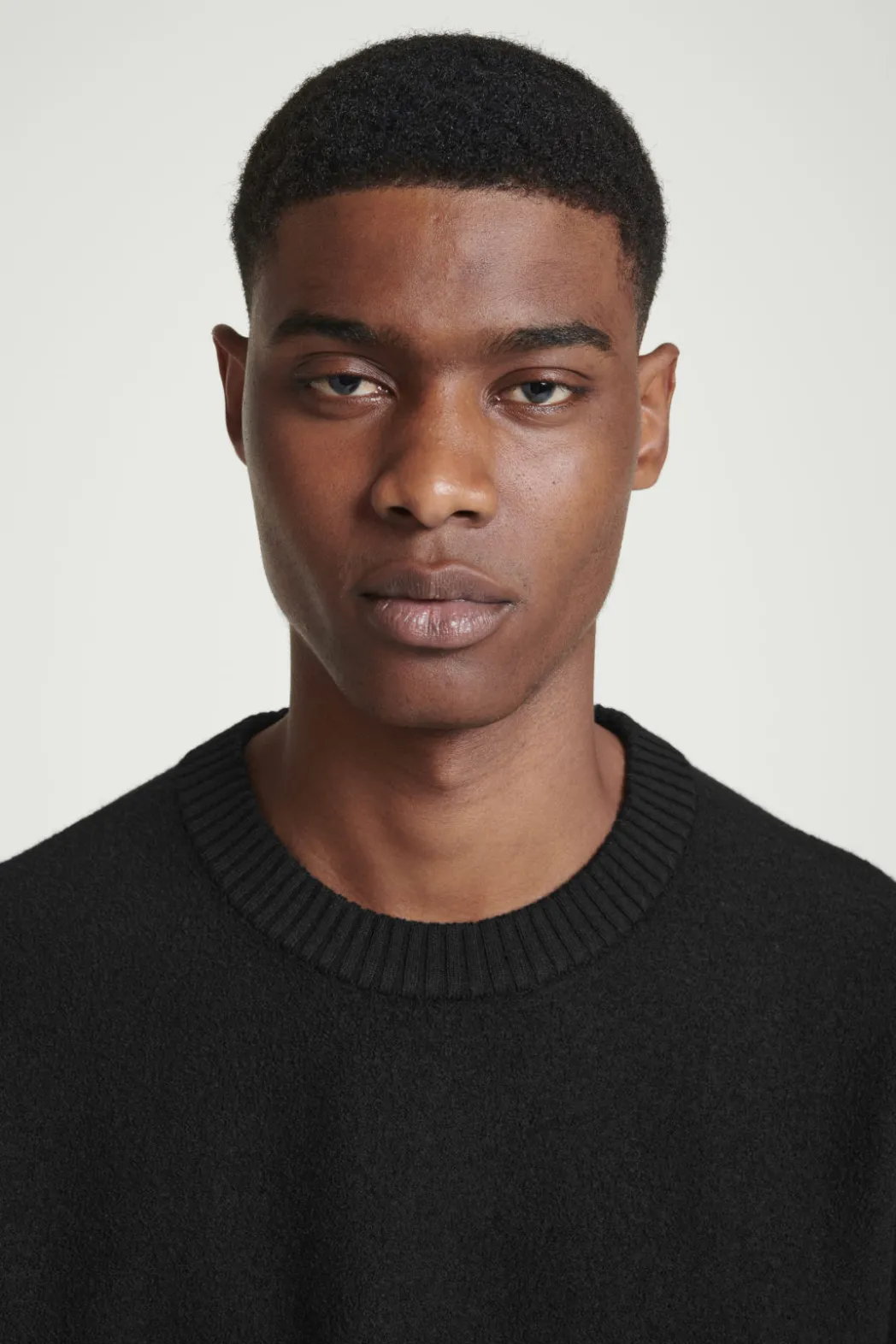 Clearance COS BOILED-WOOL CREW-NECK SWEATER BLACK