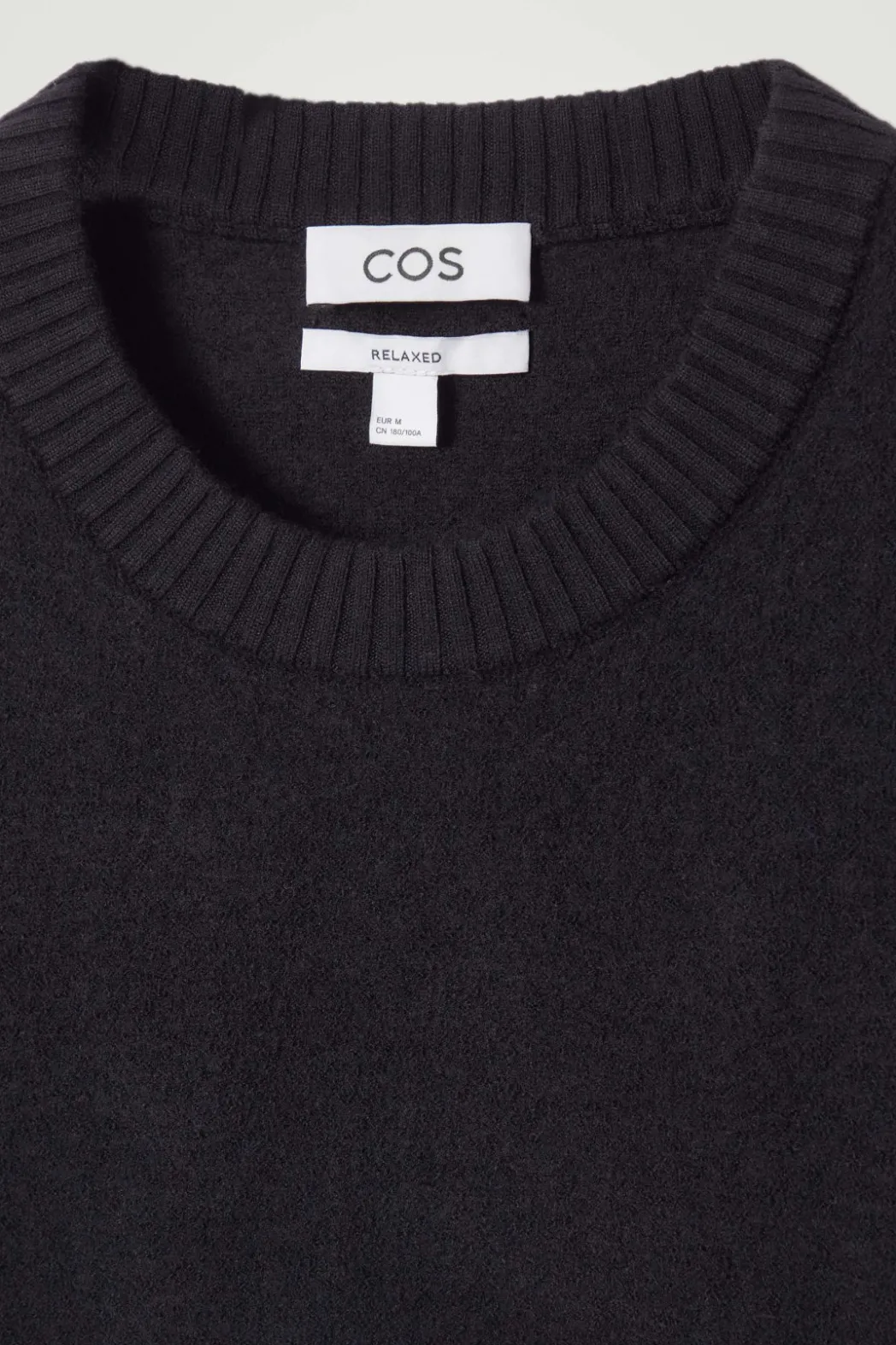 Clearance COS BOILED-WOOL CREW-NECK SWEATER BLACK