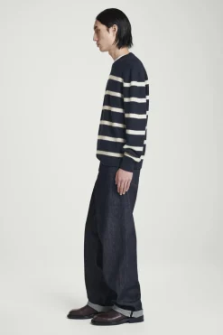 Sale COS BOILED-WOOL CREW-NECK SWEATER NAVY / STRIPED