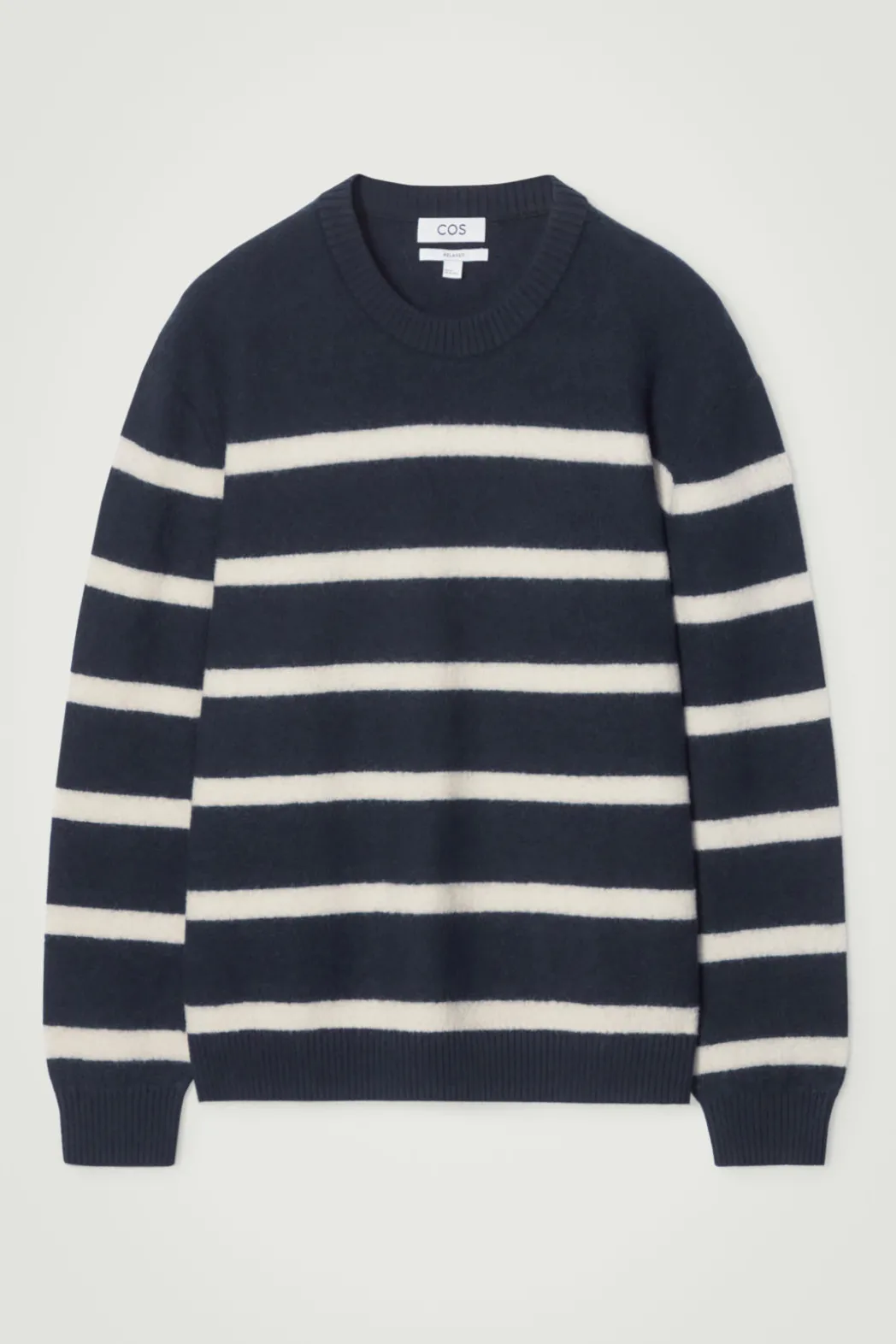Sale COS BOILED-WOOL CREW-NECK SWEATER NAVY / STRIPED