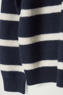 Sale COS BOILED-WOOL CREW-NECK SWEATER NAVY / STRIPED