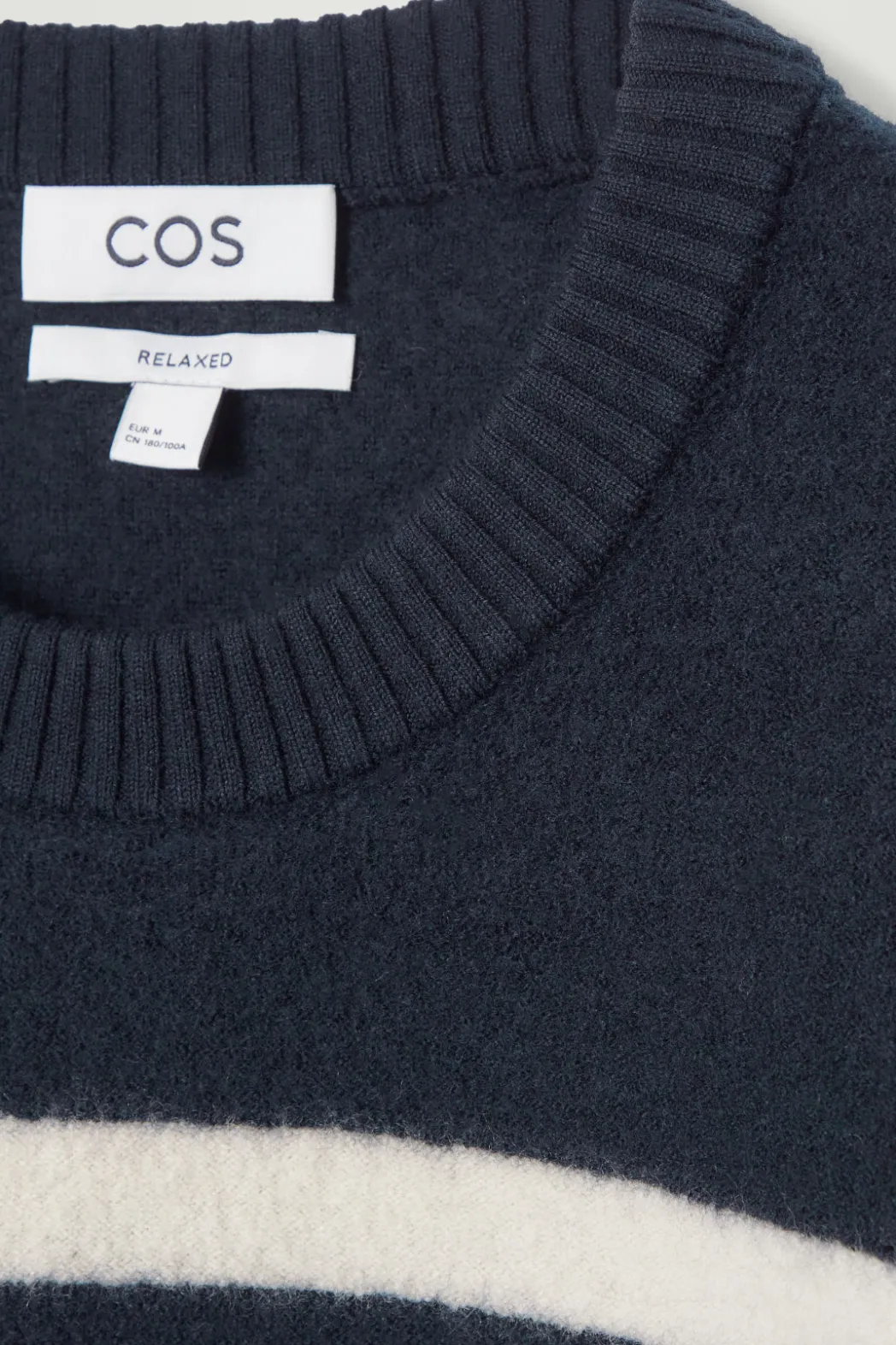 Sale COS BOILED-WOOL CREW-NECK SWEATER NAVY / STRIPED