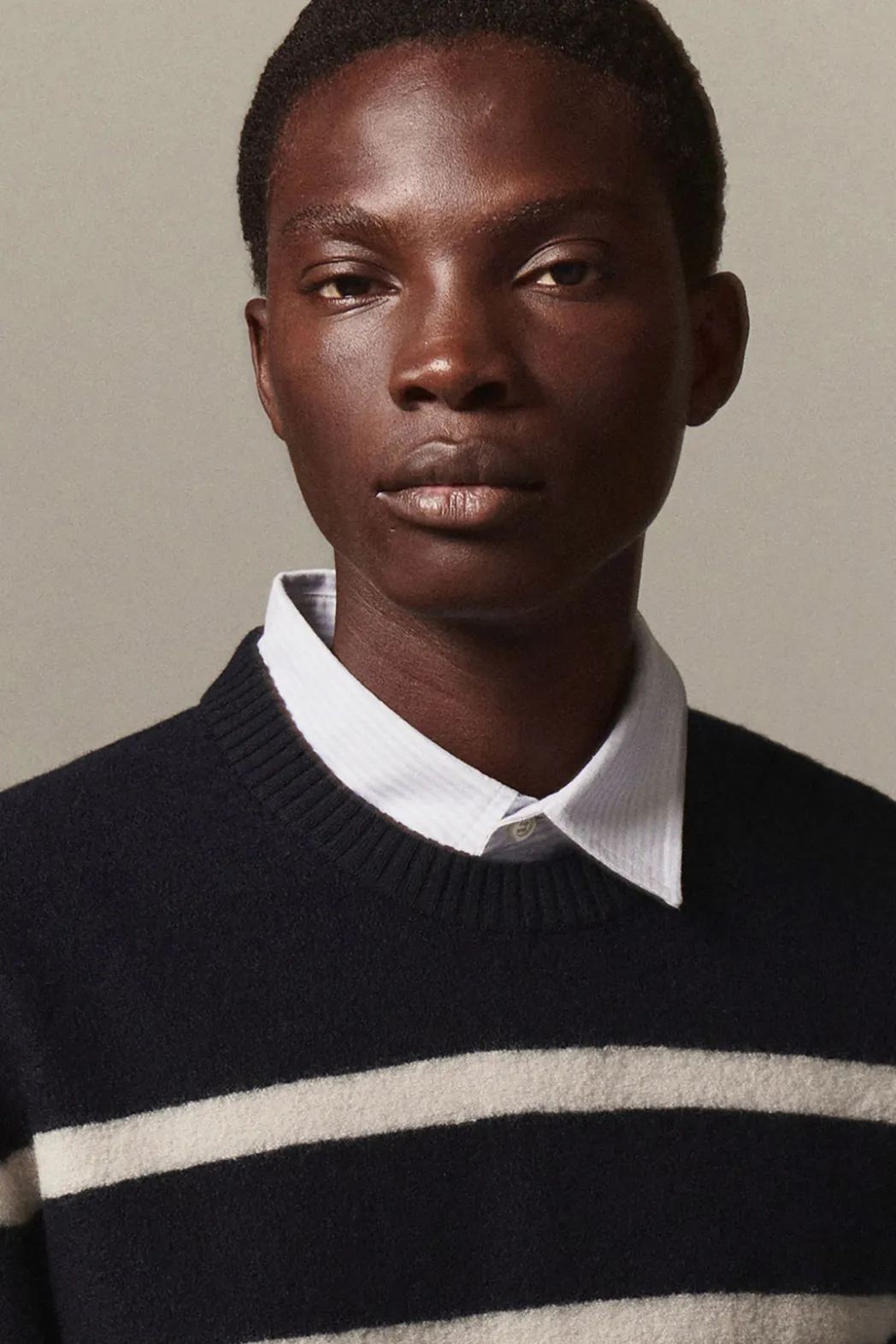 Sale COS BOILED-WOOL CREW-NECK SWEATER NAVY / STRIPED