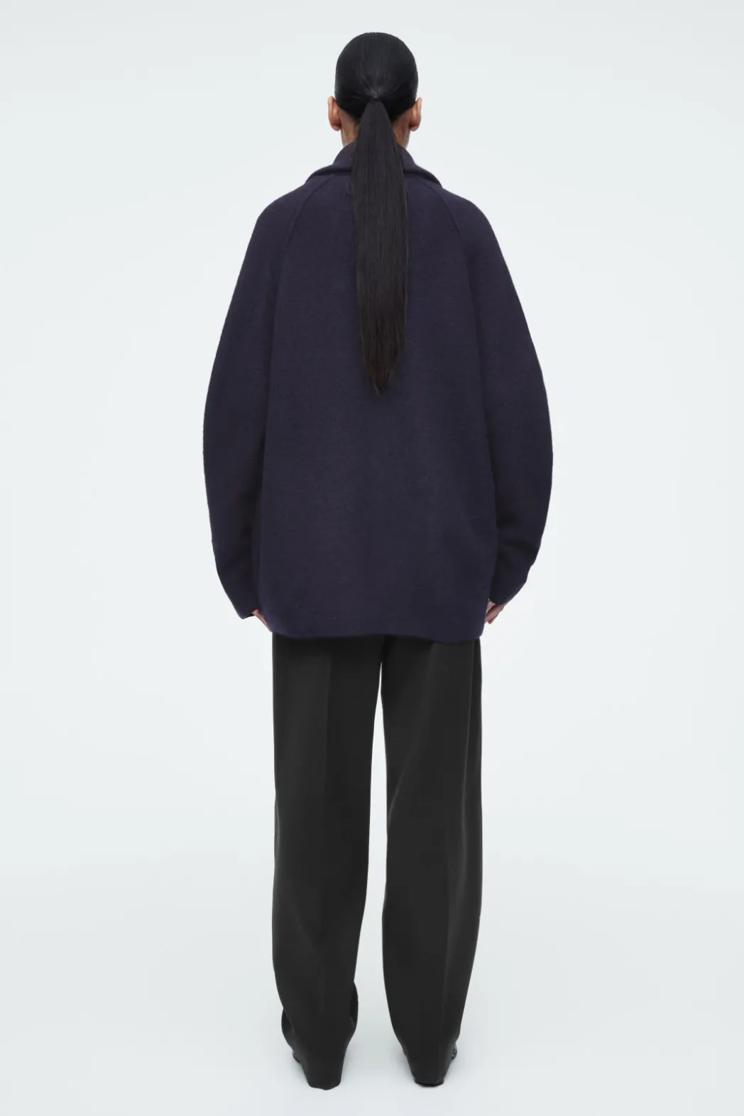 COS BOILED-WOOL ZIPPED JACKET NAVY