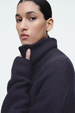 COS BOILED-WOOL ZIPPED JACKET NAVY