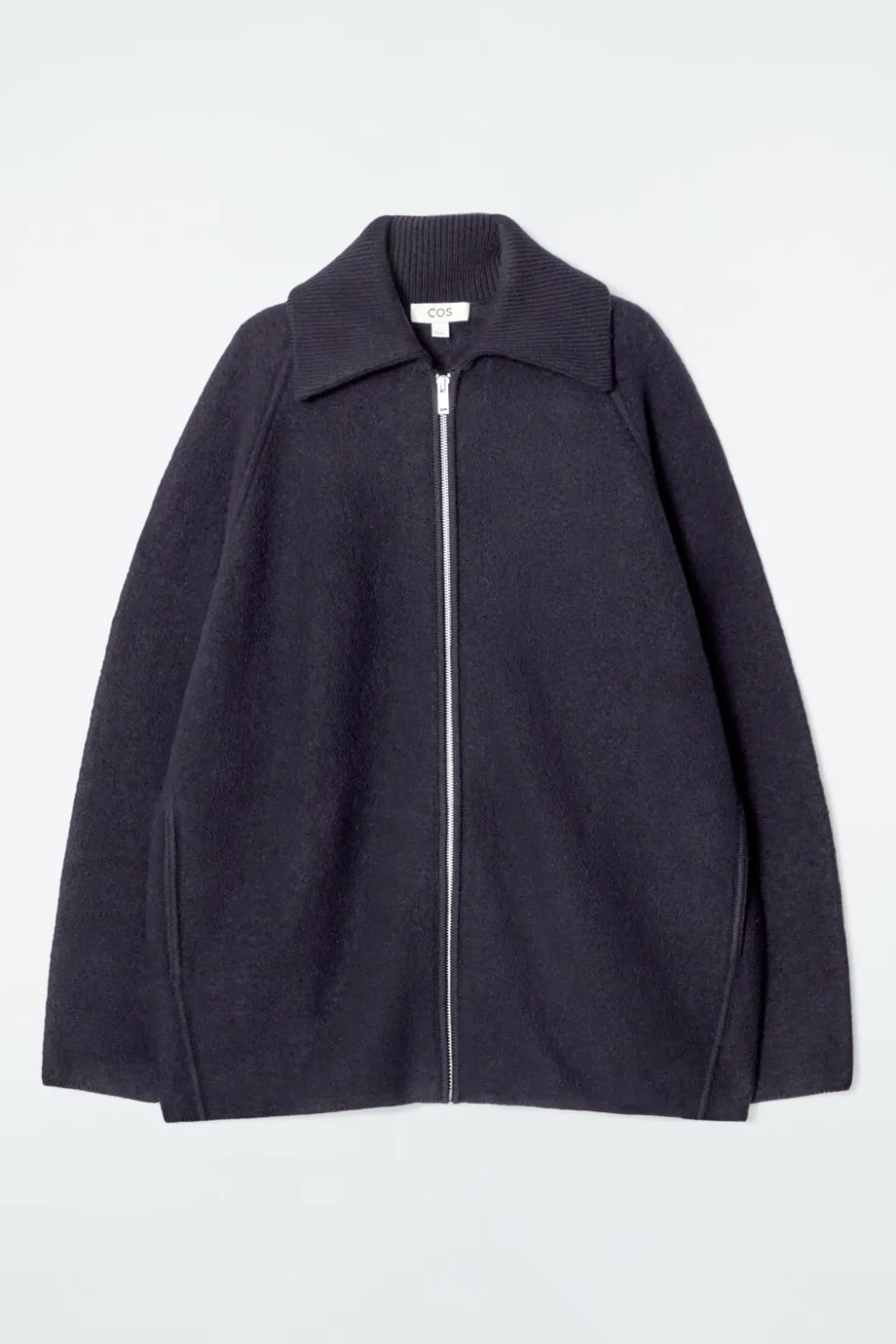 COS BOILED-WOOL ZIPPED JACKET NAVY