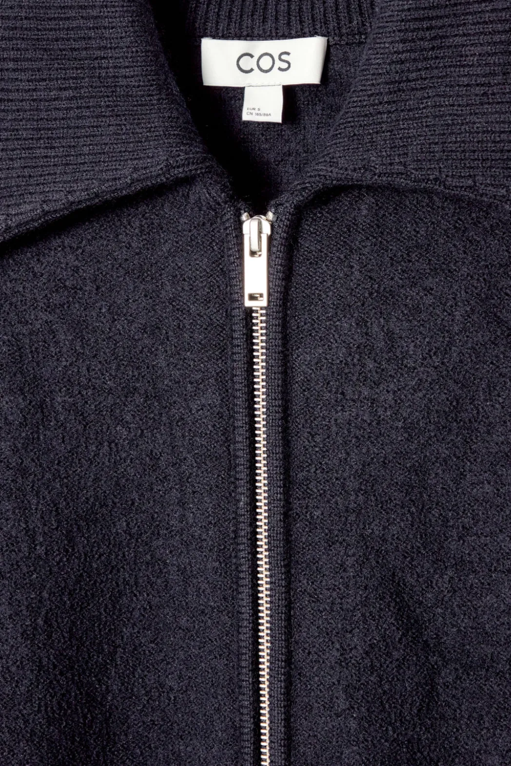 COS BOILED-WOOL ZIPPED JACKET NAVY