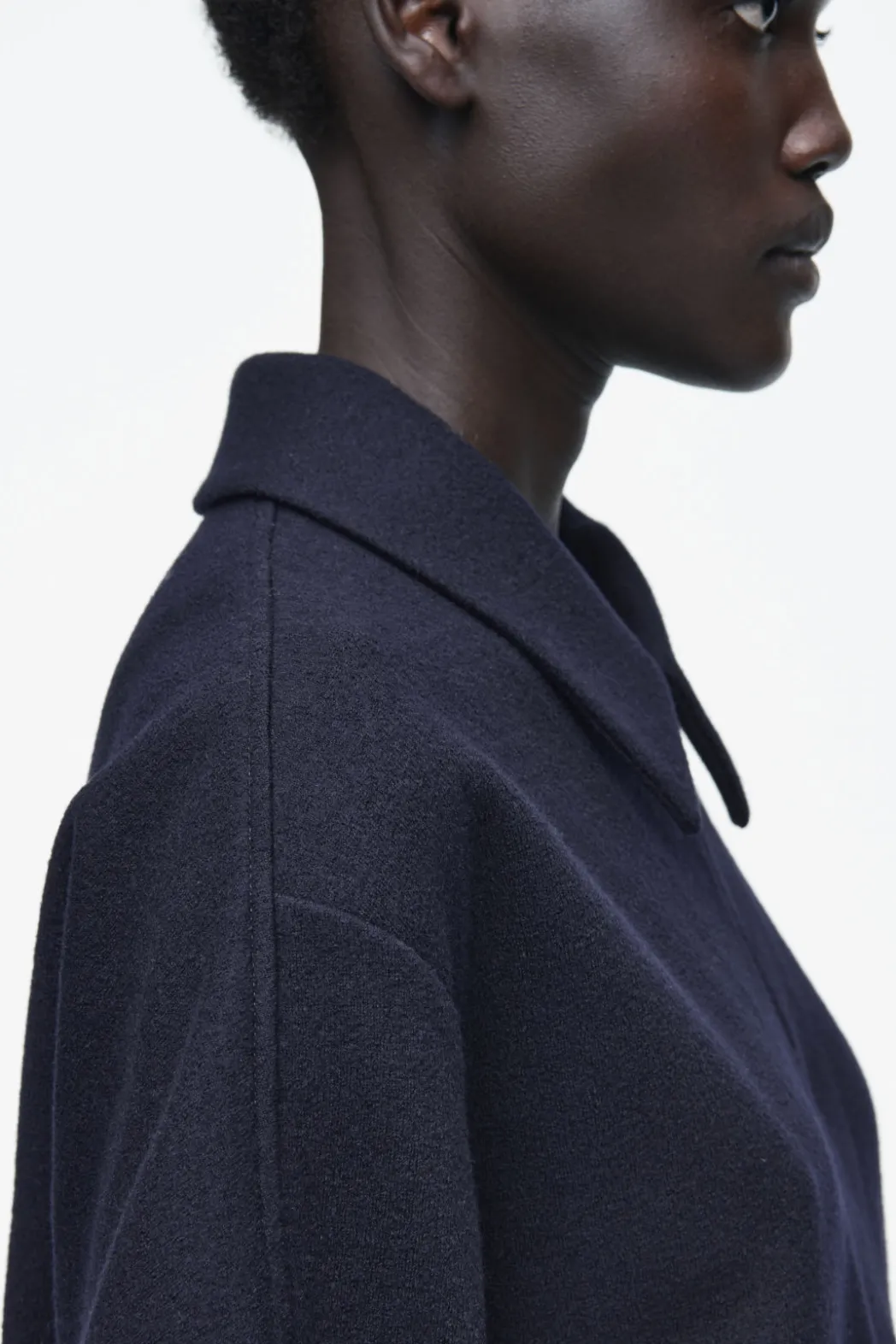COS BOILED-WOOL ZIP-UP CARDIGAN NAVY