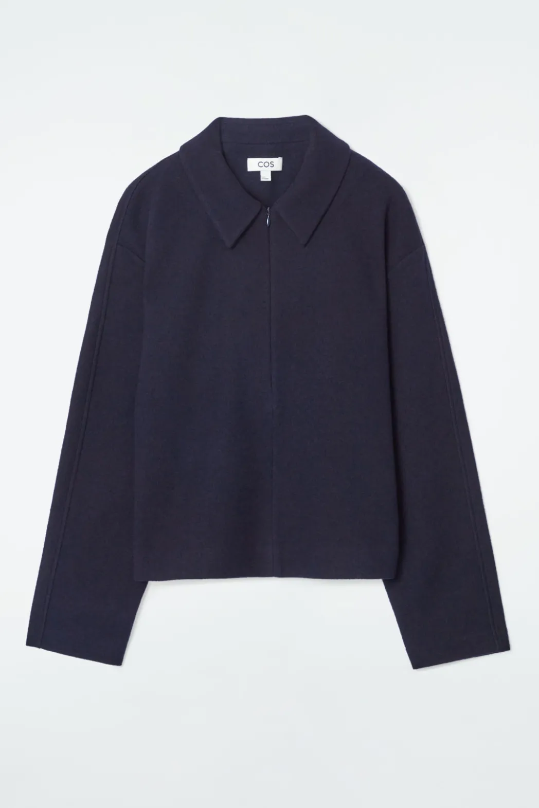 COS BOILED-WOOL ZIP-UP CARDIGAN NAVY