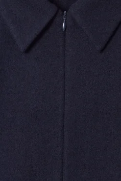 COS BOILED-WOOL ZIP-UP CARDIGAN NAVY